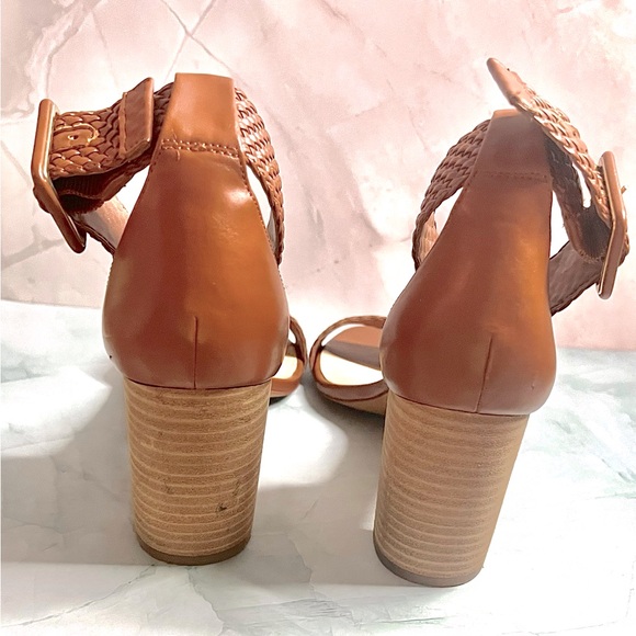 VINCE CAMUTO MAGHEN Braided Ankle Strap Open Toe Heel Sandals Brown - Picture 3 of 4